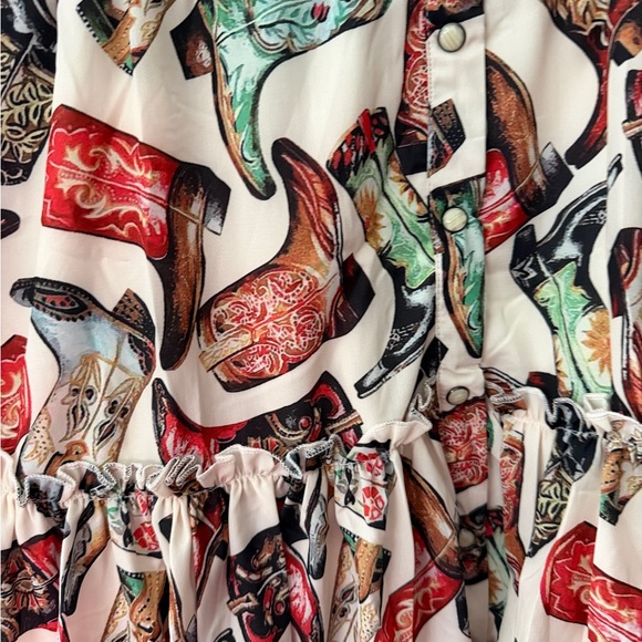 Colorful Cowboy Boot Print women’s dress - Picture 4 of 4